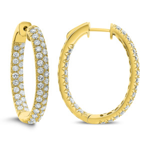 18KT 3.00 CT Diamond Double Row Hoop Earrings 18KT 3.00 CT Diamond Double Row Hoop Earrings