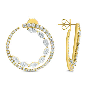 18KT 4.72 CT Diamond Round & Marquise Circle Earring 18KT 4.72 CT Diamond Round & Marquise Circle Earring