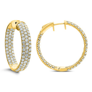 18KT 5.25 CT Diamond Three Row Hoop Earrings 18KT 5.25 CT Diamond Three Row Hoop Earrings