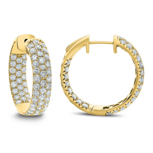 18KT 3.70 CT Diamond Three Row Hoop Earrings 18KT 3.70 CT Diamond Three Row Hoop Earrings