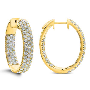 18KT 4.25 CT Diamond Three Row Hoop Earrings 18KT 4.25 CT Diamond Three Row Hoop Earrings