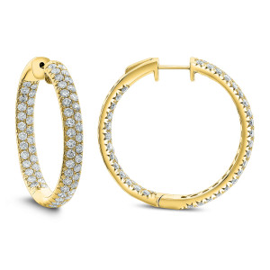 18KT 3.50 CT Diamond Double Row Hoop Earrings 18KT 3.50 CT Diamond Double Row Hoop Earrings