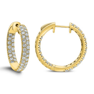 18KT 2.00 CT Diamond Double Row Hoop Earrings 18KT 2.00 CT Diamond Double Row Hoop Earrings