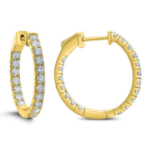 18KT 1.25 CT Diamond Round Hoop Earrings 18KT 1.25 CT Diamond Round Hoop Earrings