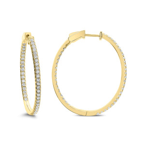 18KT 1.30 CT Diamond Hoop Earrings 18KT 1.30 CT Diamond Hoop Earrings