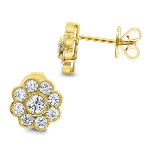 18KT 1.15 CT Diamond Floral Stud Earrings 18KT 1.15 CT Diamond Floral Stud Earrings