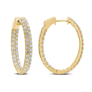 18KT 4.00 CT Diamond Double Row Hoop Earrings 18KT 4.00 CT Diamond Double Row Hoop Earrings