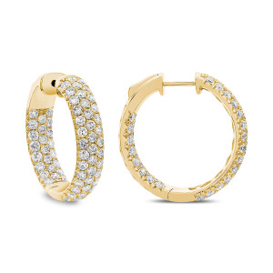 18KT 4.00 CT Diamond Three Row Hoop Earrings 18KT 4.00 CT Diamond Three Row Hoop Earrings
