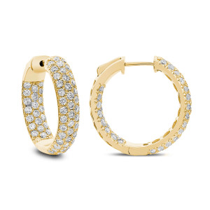 18KT 3.00 CT Diamond Three Row Hoop Earrings 18KT 3.00 CT Diamond Three Row Hoop Earrings