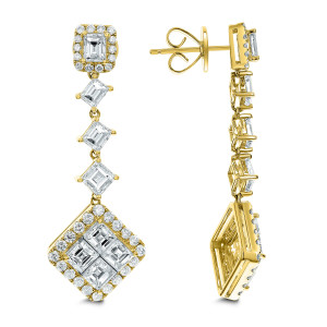 18KT 4.93 CT Diamond Multi Square Dangle Earrings 18KT 4.93 CT Diamond Multi Square Dangle Earrings