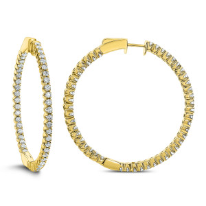 18KT 3.25 CT Diamond Round Hoop Earrings 18KT 3.25 CT Diamond Round Hoop Earrings