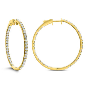 18KT 3.35 CT Diamond Round Hoop Earrings 18KT 3.35 CT Diamond Round Hoop Earrings
