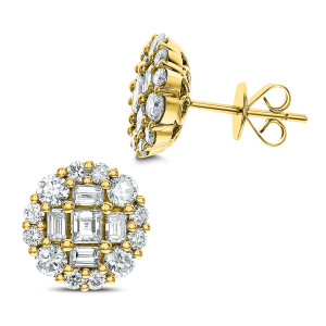 18KT 2.20 CT Diamond Flower Shape Earrings 18KT 2.20 CT Diamond Flower Shape Earrings