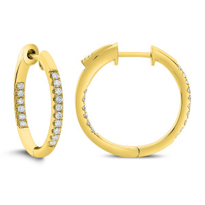 14KT 0.25 CT Diamond Round Shape Hoop Earrings 14KT 0.25 CT Diamond Round Shape Hoop Earrings