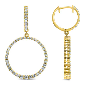 18KT 1.20 CT Diamond Round Dangle Earrings 18KT 1.20 CT Diamond Round Dangle Earrings