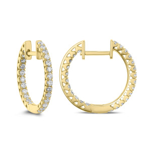 18KT 0.66 CT Diamond Inside Outside Hoop Earrings 18KT 0.66 CT Diamond Inside Outside Hoop Earrings