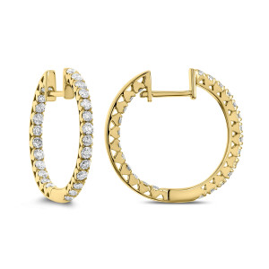 18KT 1.00 CT Diamond Inside Outside Hoop Earrings 18KT 1.00 CT Diamond Inside Outside Hoop Earrings