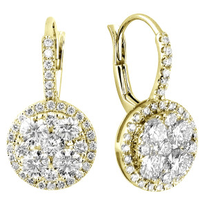 18KT 1.77 CT Diamond Flower Shape Earrings 18KT 1.77 CT Diamond Flower Shape Earrings