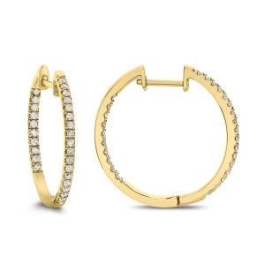 18KT 0.51 CT Diamond Inside Outside Hoop Earrings 18KT 0.51 CT Diamond Inside Outside Hoop Earrings