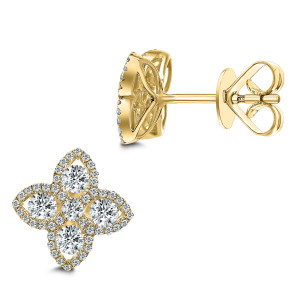 18KT 0.87 CT Diamond Floral Stud Earrings 18KT 0.87 CT Diamond Floral Stud Earrings