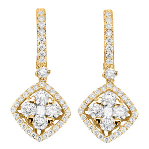18KT 2.07 CT Diamond Shape Dangle Earrings 18KT 2.07 CT Diamond Shape Dangle Earrings