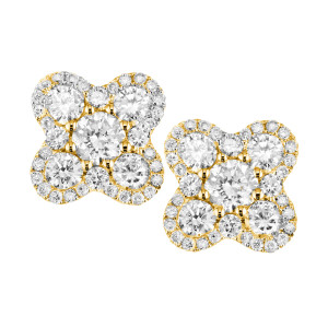 18KT 1.30 CT Diamond Four Leaf Earrings 18KT 1.30 CT Diamond Four Leaf Earrings