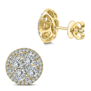 18KT 2.50 CT Diamond Round Cluster Stud Earrings 18KT 2.50 CT Diamond Round Cluster Stud Earrings