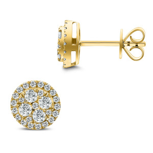 18KT 0.67 CT Diamond Round Cluster Earrings 18KT 0.67 CT Diamond Round Cluster Earrings