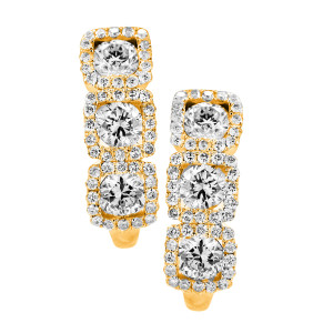 18KT 1.42 CT Diamond 3 Square Shape Huggy Earrings 18KT 1.42 CT Diamond 3 Square Shape Huggy Earrings