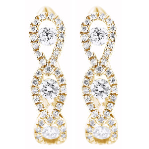 18KT 0.42 CT Diamond 3 Drops Shape Hoop Earrings 18KT 0.42 CT Diamond 3 Drops Shape Hoop Earrings