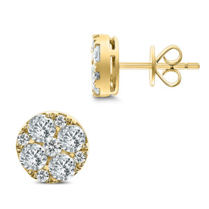 18KT 1.39 CT Diamond Round Cluster Stud Earrings 18KT 1.39 CT Diamond Round Cluster Stud Earrings