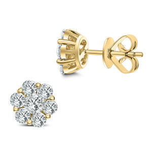 18KT 1.48 CT Diamond Floral Cluster Stud Earrings 18KT 1.48 CT Diamond Floral Cluster Stud Earrings