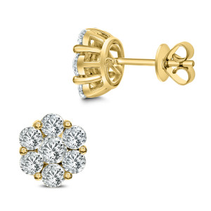 18KT 2.06 CT Diamond Floral Cluster Stud Earrings 18KT 2.06 CT Diamond Floral Cluster Stud Earrings