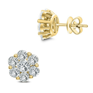 18KT 2.50 CT Diamond Floral Cluster Stud Earrings 18KT 2.50 CT Diamond Floral Cluster Stud Earrings