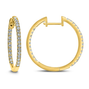 14KT 0.50 CT Diamond Inside Outside Hoop Earrings 14KT 0.50 CT Diamond Inside Outside Hoop Earrings