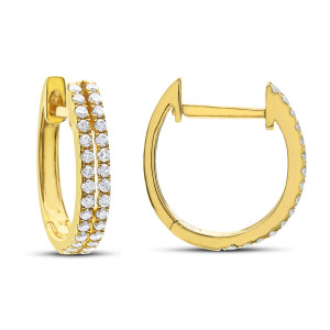 14KT 0.25 CT Diamond Double Row Hoop Earrings 14KT 0.25 CT Diamond Double Row Hoop Earrings