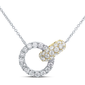 18KT 1.00 CT Diamond Round Shape Pendant Necklace with Chain 18KT 1.00 CT Diamond Round Shape Pendant Necklace with Chain