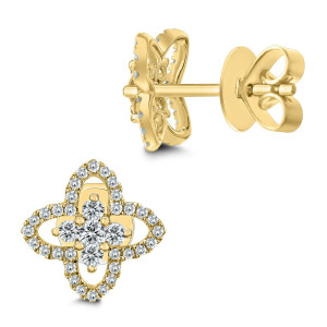 18KT 0.43 CT Diamond Floral Earrings 18KT 0.43 CT Diamond Floral Earrings