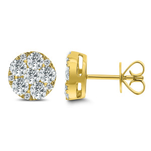 18KT 2.00 CT Diamond Round Cluster Stud Earrings 18KT 2.00 CT Diamond Round Cluster Stud Earrings