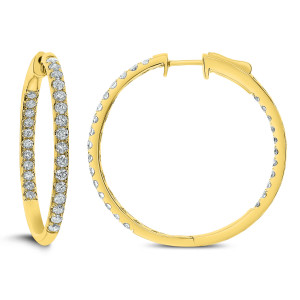 18KT 2.00 CT Diamond Round Hoop Earrings 18KT 2.00 CT Diamond Round Hoop Earrings