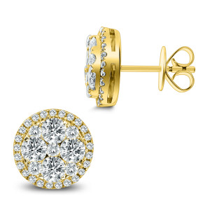 18KT 2.10 CT Diamond Round Cluster Earrings 18KT 2.10 CT Diamond Round Cluster Earrings