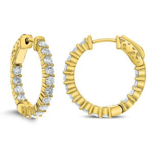 18KT 1.55 CT Diamond Round Hoop Earrings 18KT 1.55 CT Diamond Round Hoop Earrings