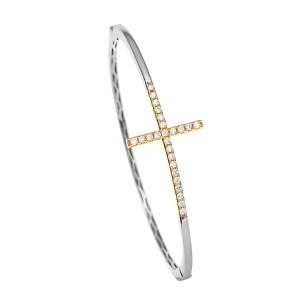 18KT 0.40 CT Diamond Cross Shaped Bangle 18KT 0.40 CT Diamond Cross Shaped Bangle