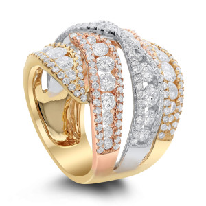 18KT 2.00 CT Diamond Three Line Cluster Ring 18KT 2.00 CT Diamond Three Line Cluster Ring