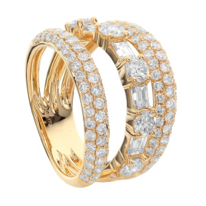 18KT 2.35 CT Diamond Triple Row Ring 18KT 2.35 CT Diamond Triple Row Ring