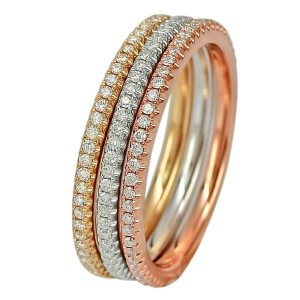18KT 0.69 CT Diamond Tri-Color Ring Set 18KT 0.69 CT Diamond Tri-Color Ring Set