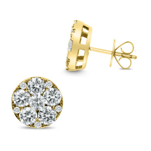 18KT 3.50 CT Diamond Round Cluster Stud Earrings 18KT 3.50 CT Diamond Round Cluster Stud Earrings