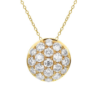 18KT 0.34 CT Diamond Round Cluster Pendant With Chain 18KT 0.34 CT Diamond Round Cluster Pendant With Chain