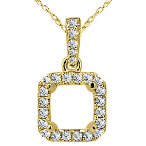 18KT 0.18 CT Diamond Open Square Shape Pendant With Chain 18KT 0.18 CT Diamond Open Square Shape Pendant With Chain