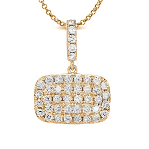 18KT 0.87 CT Diamond Rectangle Shape Pendant With Chain 18KT 0.87 CT Diamond Rectangle Shape Pendant With Chain